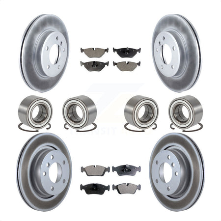 Front Rear Wheel Bearings Coated Disc Brake Rotors And Semi-Metallic Pads Kit (10Pc) For 2001-2005 BMW 325i KBB-113229 by Transit Auto