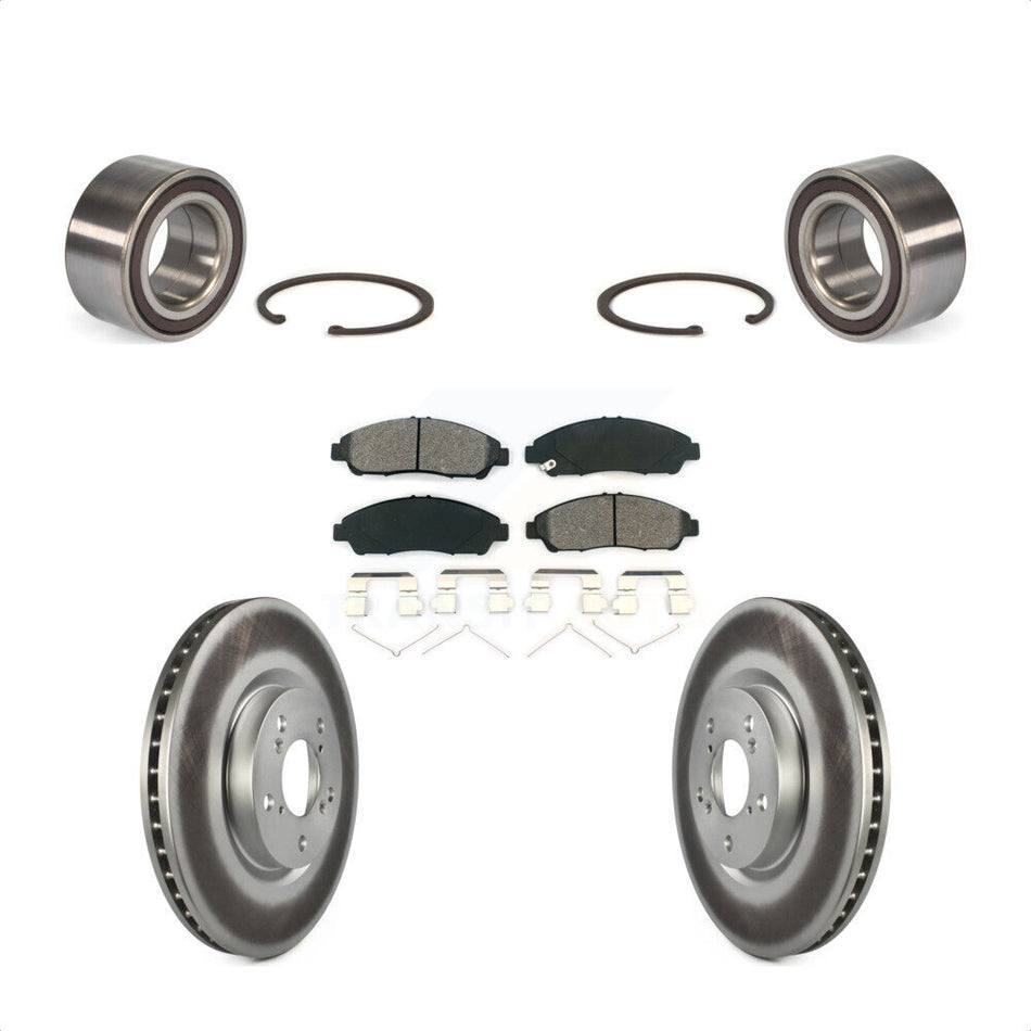 Front Wheel Bearing With Coated Disc Brake Rotors And Semi-Metallic Pads Kit For 2014-2015 Acura RLX Sport Hybrid SH-AWD KBB-113244 by Transit Auto