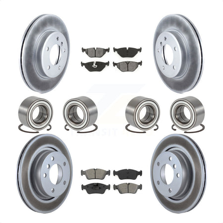 Front Rear Wheel Bearings Coated Disc Brake Rotors And Semi-Metallic Pads Kit (10Pc) For 2001-2005 BMW 325i KBB-113246 by Transit Auto