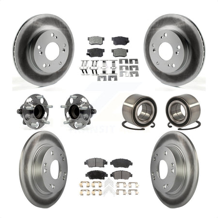 Front Rear Wheel Hub Bearings Assembly Coated Disc Brake Rotors And Ceramic Pads Kit (10Pc) For 2013-2014 Acura ILX 1.5L KBB-113256 by Transit Auto