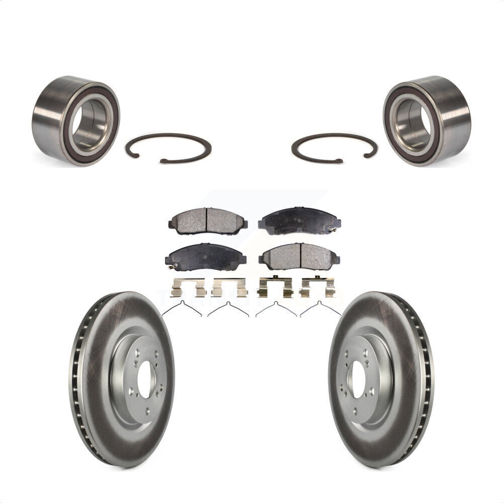Front Wheel Bearing With Coated Disc Brake Rotors And Ceramic Pads Kit For 2014-2015 Acura RLX Sport Hybrid SH-AWD KBB-113268 by Transit Auto