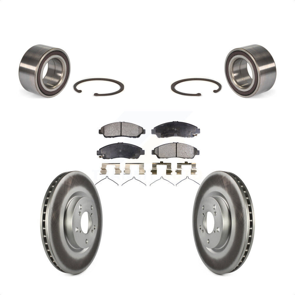 Front Wheel Bearing With Coated Disc Brake Rotors And Ceramic Pads Kit For 2014-2015 Acura RLX Sport Hybrid SH-AWD KBB-113268 by Transit Auto