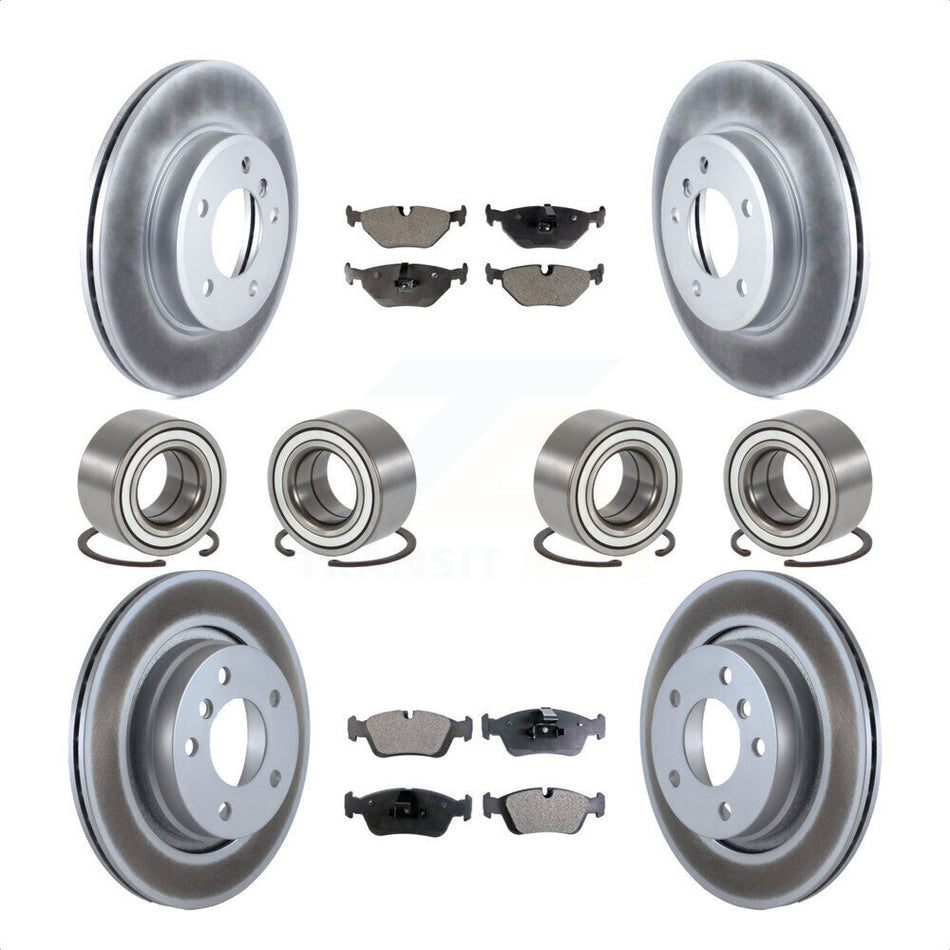 Front Rear Wheel Bearings Coated Disc Brake Rotors And Ceramic Pads Kit (10Pc) For 2001-2005 BMW 325i KBB-113273 by Transit Auto