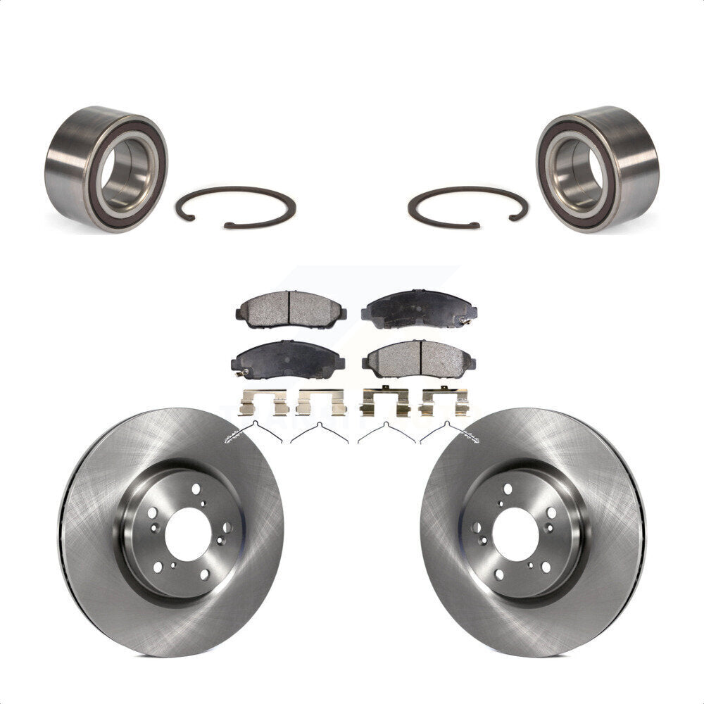 Front Wheel Bearing With Disc Brake Rotors And Semi-Metallic Pads Kit For 2014-2015 Acura RLX Sport Hybrid SH-AWD KBB-113279 by Transit Auto