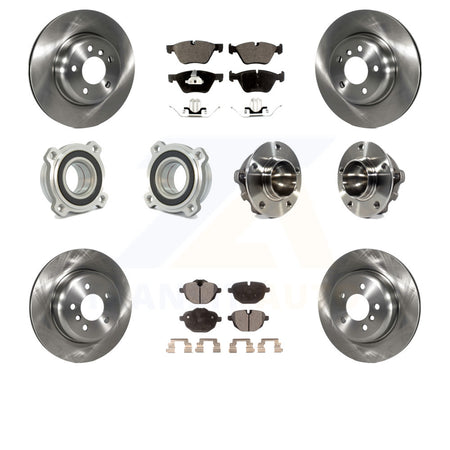 Front Rear Hub Bearings Assembly Disc Brake Rotors And Semi-Metallic Pads Kit (10Pc) For 2012 BMW 528i Without Performance Brakes With 330mm Diameter Rotor KBB-113292 by Transit Auto