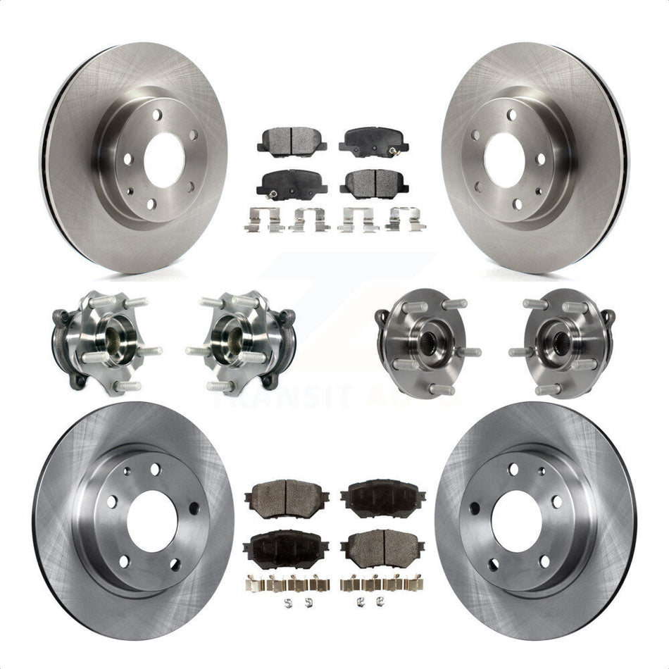 Front Rear Hub Bearings Assembly Disc Brake Rotors And Semi-Metallic Pads Kit (10Pc) For Mazda 3 Sport 2.5L KBB-113326 by Transit Auto
