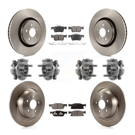 Front Rear Hub Bearings Assembly Disc Brake Rotors And Semi-Metallic Pads Kit (10Pc) For 2017 Lincoln MKX AWD With 14mm Wheel Lugs KBB-113344 by Transit Auto