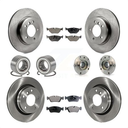 Front Rear Wheel Hub Bearings Assembly Disc Brake Rotors And Semi-Metallic Pads Shoes Kit (10Pc) For 2001-2005 BMW 325i KBB-113349 by Transit Auto