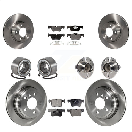 Front Rear Wheel Hub Bearings Assembly Disc Brake Rotors And Semi-Metallic Pads Shoes Kit (10Pc) For BMW 428i Gran Coupe Without Blue Painted Calipers M Sport Package KBB-113354 by Transit Auto