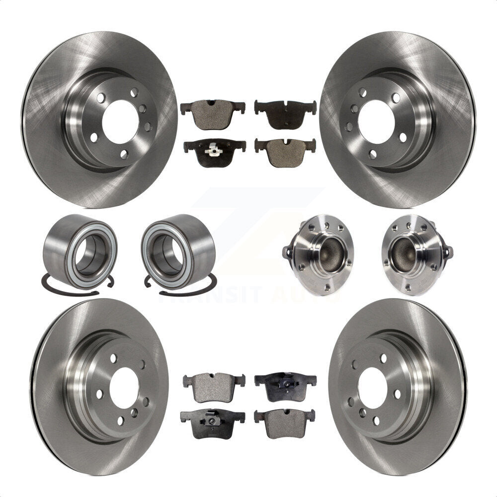 Front Rear Wheel Hub Bearings Assembly Disc Brake Rotors And Semi-Metallic Pads Shoes Kit (10Pc) For BMW 428i Gran Coupe Without Blue Painted Calipers With M Sport Package KBB-113356 by Transit Auto