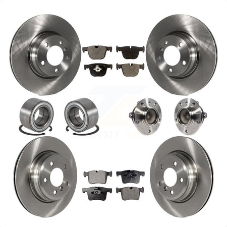 Front Rear Wheel Hub Bearings Assembly Disc Brake Rotors And Semi-Metallic Pads Shoes Kit (10Pc) For BMW 428i Gran Coupe Without Blue Painted Calipers With M Sport Package KBB-113356 by Transit Auto