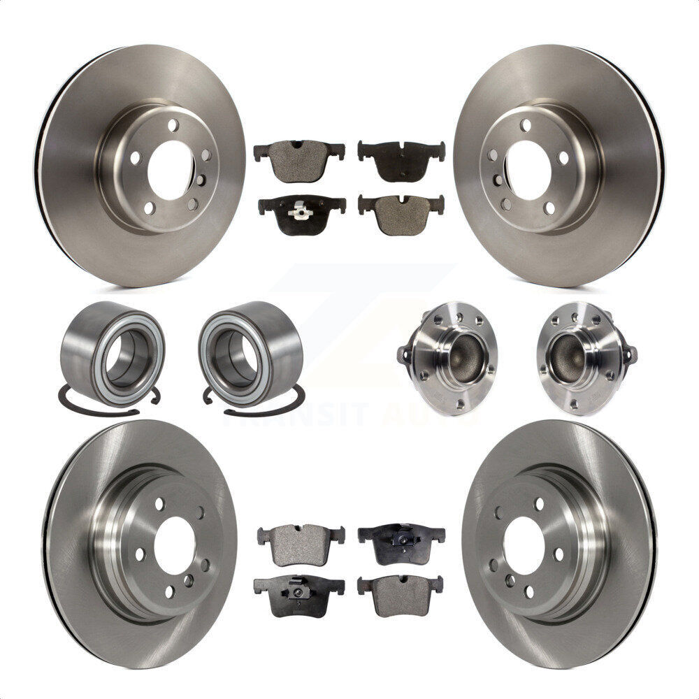 Front Rear Wheel Hub Bearings Assembly Disc Brake Rotors And Semi-Metallic Pads Shoes Kit (10Pc) For BMW 435i 335i Gran Coupe Without Blue Painted Calipers KBB-113359 by Transit Auto