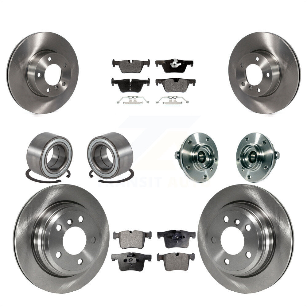 Front Rear Wheel Hub Bearings Assembly Disc Brake Rotors And Semi-Metallic Pads Shoes Kit (10Pc) For BMW 328i xDrive 320i 428i Gran Coupe 328d GT KBB-113362 by Transit Auto