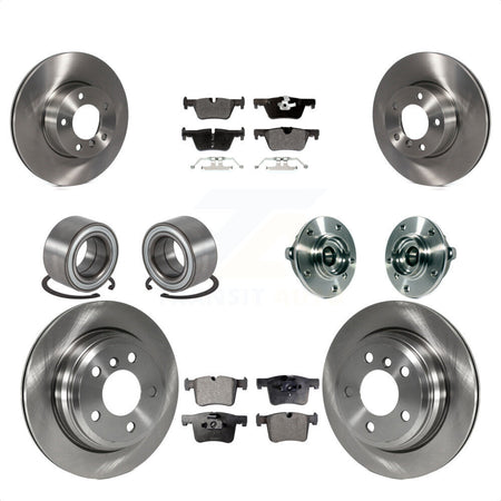 Front Rear Wheel Hub Bearings Assembly Disc Brake Rotors And Semi-Metallic Pads Shoes Kit (10Pc) For BMW 328i xDrive 320i 428i Gran Coupe 328d GT KBB-113362 by Transit Auto