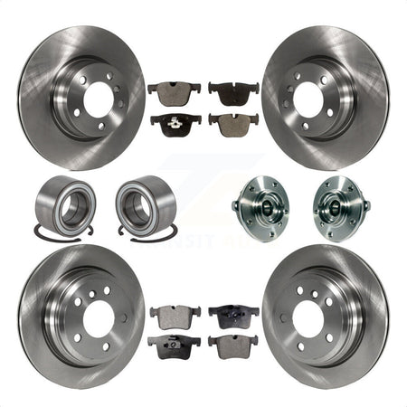 Front Rear Wheel Hub Bearings Assembly Disc Brake Rotors And Semi-Metallic Pads Shoes Kit (10Pc) For 2016 BMW 428i xDrive Without Blue Painted Calipers With M Sport Package KBB-113365 by Transit Auto