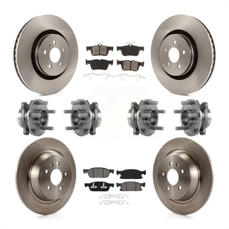 Front Rear Hub Bearings Assembly Disc Brake Rotors And Semi-Metallic Pads Kit (10Pc) For 2017 Lincoln MKX AWD With 14mm Wheel Lugs KBB-113415 by Transit Auto
