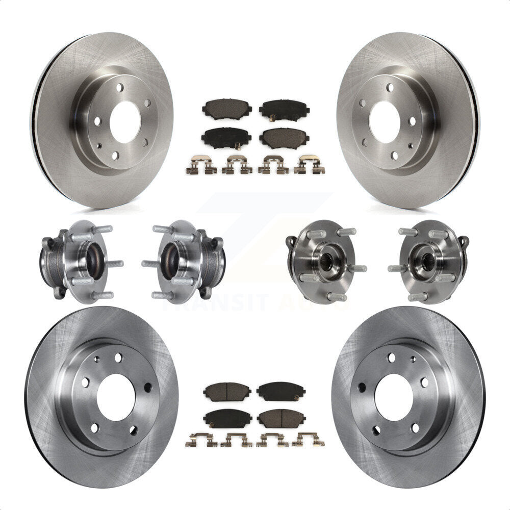 Front Rear Hub Bearings Assembly Disc Brake Rotors And Ceramic Pads Kit (10Pc) For Mazda 3 Sport 2.5L KBB-113451 by Transit Auto