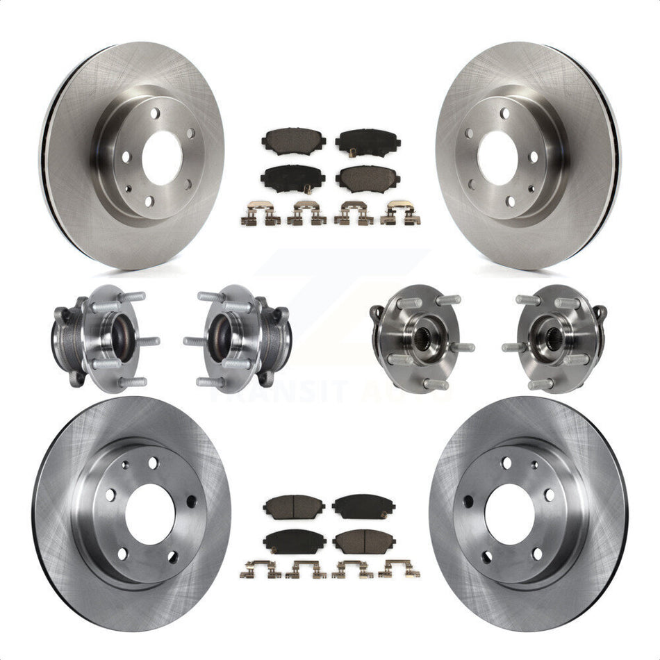 Front Rear Hub Bearings Assembly Disc Brake Rotors And Ceramic Pads Kit (10Pc) For Mazda 3 Sport 2.5L KBB-113451 by Transit Auto