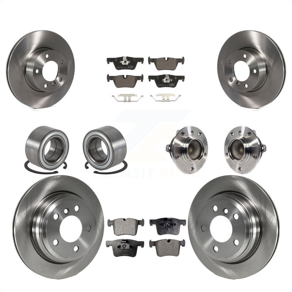 Front Rear Wheel Hub Bearings Assembly Disc Brake Rotors And Ceramic Pads Shoes Kit (10Pc) For BMW 428i Gran Coupe Without Blue Painted Calipers M Sport Package KBB-113480 by Transit Auto