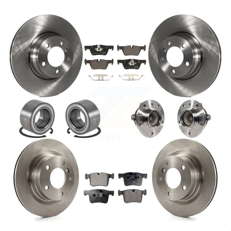 Front Rear Wheel Hub Bearings Assembly Disc Brake Rotors And Ceramic Pads Shoes Kit (10Pc) For BMW 328i 228i KBB-113484 by Transit Auto