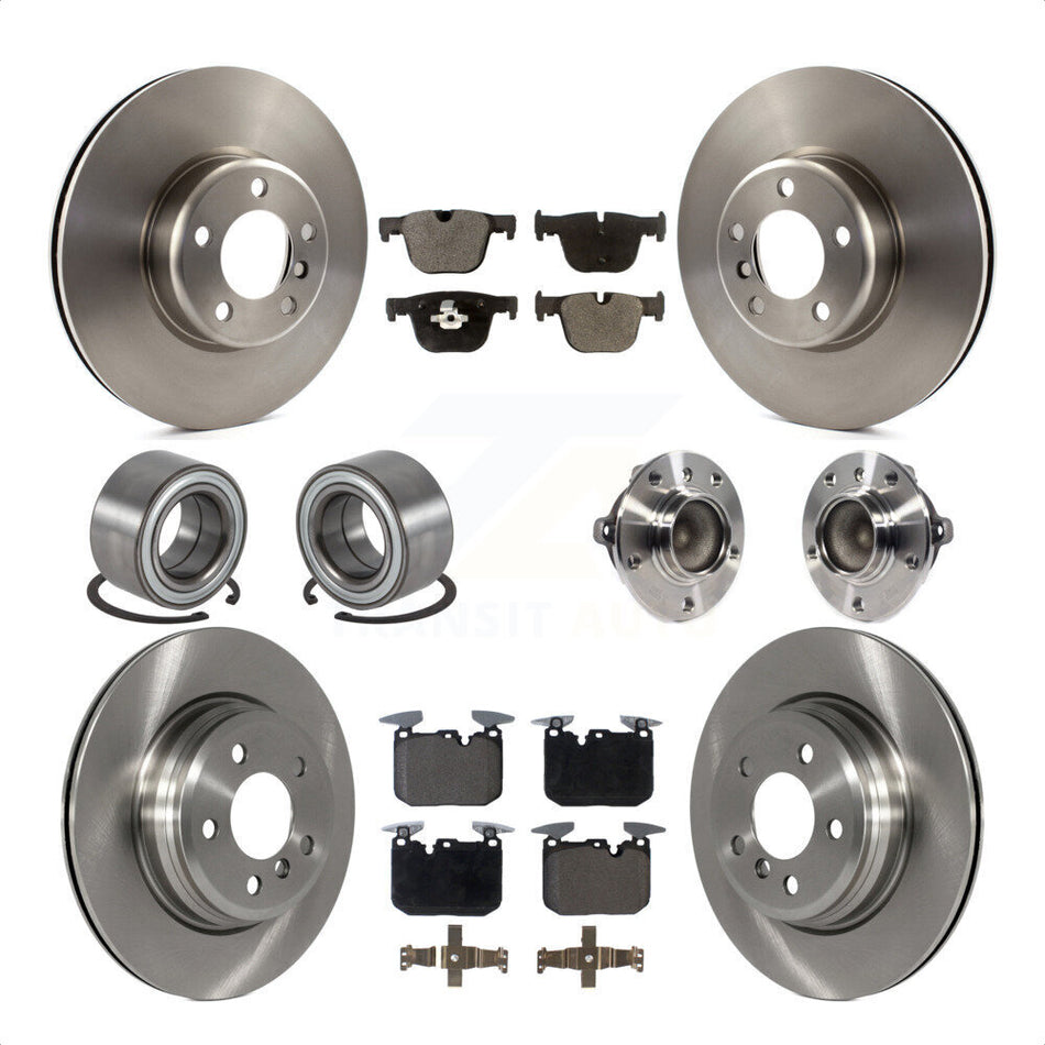 Front Rear Wheel Hub Bearings Assembly Disc Brake Rotors And Ceramic Pads Shoes Kit (10Pc) For BMW 340i 435i Gran Coupe ActiveHybrid 3 KBB-113486 by Transit Auto