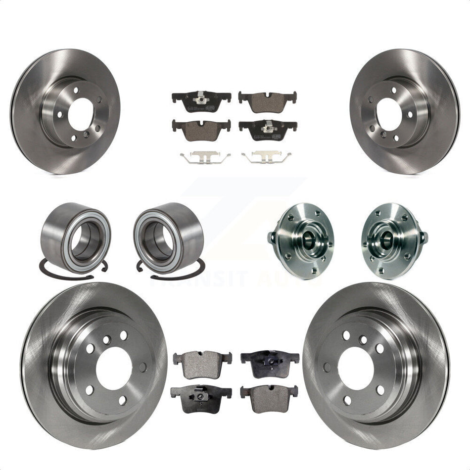 Front Rear Wheel Hub Bearings Assembly Disc Brake Rotors And Ceramic Pads Shoes Kit (10Pc) For BMW 328i xDrive 320i 428i Gran Coupe 328d GT KBB-113488 by Transit Auto