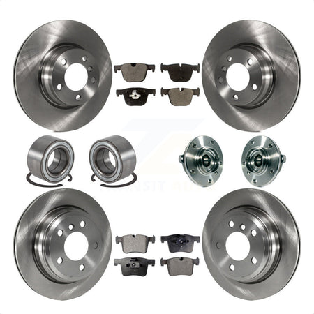 Front Rear Wheel Hub Bearings Assembly Disc Brake Rotors And Ceramic Pads Shoes Kit (10Pc) For 2016 BMW 428i xDrive Without Blue Painted Calipers With M Sport Package KBB-113491 by Transit Auto