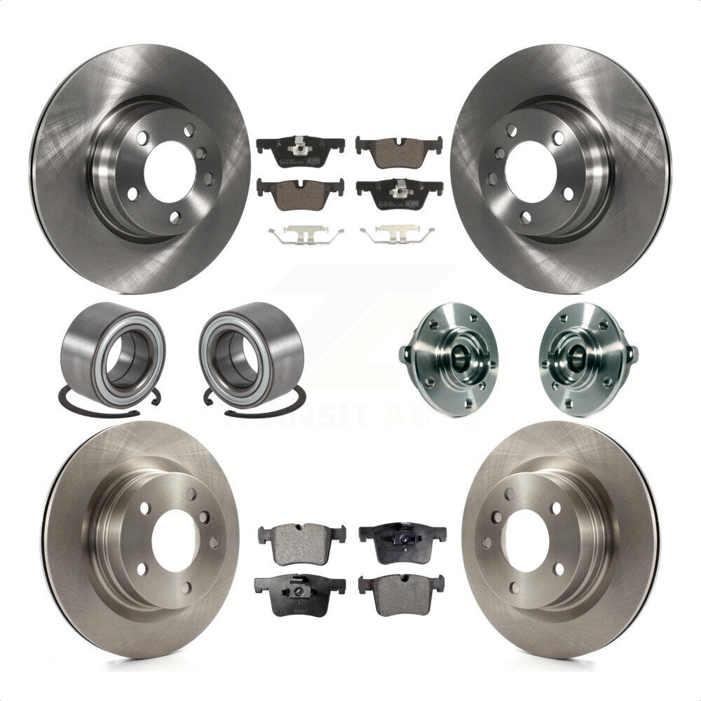 Front Rear Wheel Hub Bearings Assembly Disc Brake Rotors And Ceramic Pads Shoes Kit (10Pc) For 2015-2016 BMW 228i xDrive Without Blue Painted Calipers With M Sport Package KBB-113493 by Transit Auto