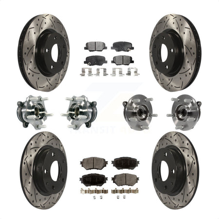 Front Rear Hub Bearings Assembly Coated Disc Brake Rotors And Semi-Metallic Pads Kit (10Pc) For Mazda 3 Sport 2.5L KBB-113529 by Transit Auto