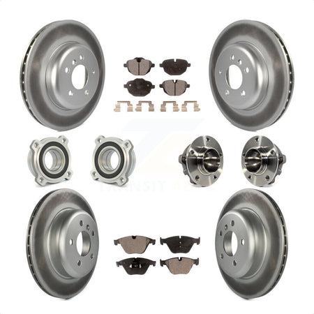 Front Rear Hub Bearings Assembly Coated Disc Brake Rotors And Semi-Metallic Pads Kit (10Pc) For BMW 535i KBB-113694 by Transit Auto