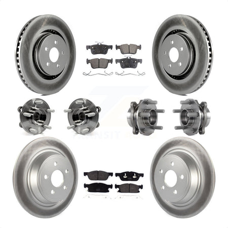 Front Rear Hub Bearings Assembly Coated Disc Brake Rotors And Semi-Metallic Pads Kit (10Pc) For 2017-2019 Ford Fusion Sport with AWD 2.7L KBB-113712 by Transit Auto