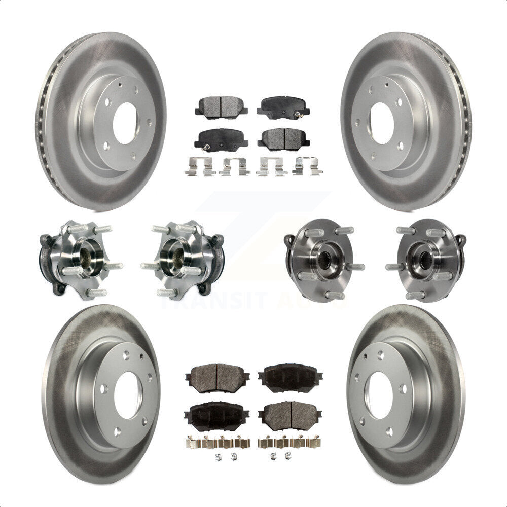 Front Rear Hub Bearings Assembly Coated Disc Brake Rotors And Semi-Metallic Pads Kit (10Pc) For Mazda 3 Sport 2.5L KBB-113727 by Transit Auto