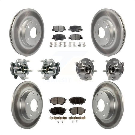 Front Rear Hub Bearings Assembly Coated Disc Brake Rotors And Semi-Metallic Pads Kit (10Pc) For Mazda 3 Sport 2.5L KBB-113727 by Transit Auto