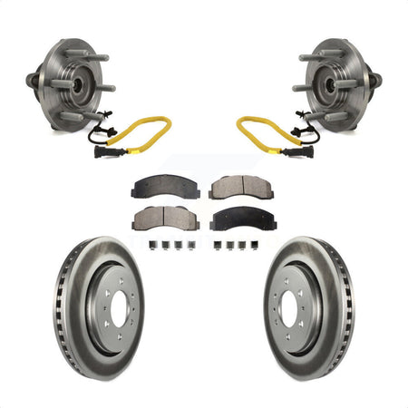 Front Hub Bearing Assembly With Coated Disc Brake Rotors And Semi-Metallic Pads Kit For 2018-2020 Ford F-150 Limited Platinum SSV XL XLT King Ranch Lariat with 4WD KBB-113789 by Transit Auto