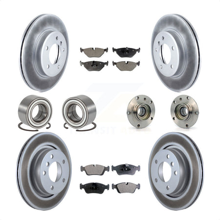 Front Rear Wheel Hub Bearings Assembly Coated Disc Brake Rotors And Semi-Metallic Pads Shoes Kit (10Pc) For 2001-2005 BMW 325i KBB-113791 by Transit Auto