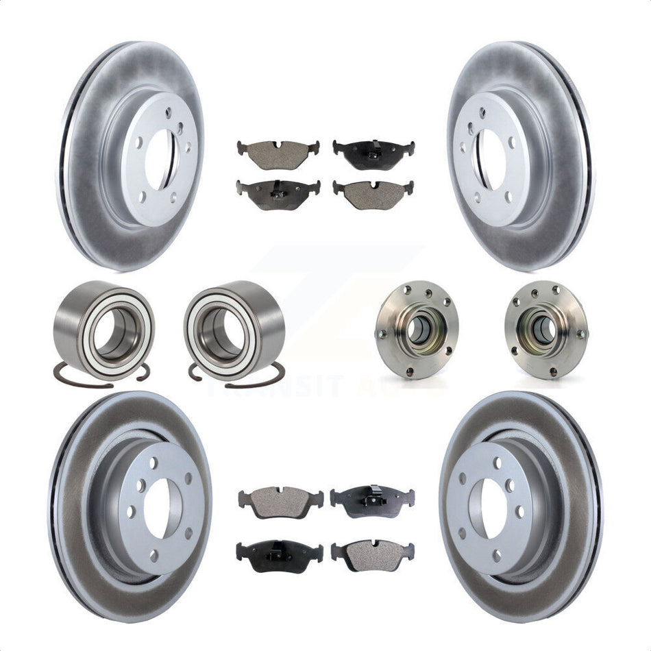 Front Rear Wheel Hub Bearings Assembly Coated Disc Brake Rotors And Semi-Metallic Pads Shoes Kit (10Pc) For 2001-2005 BMW 325i KBB-113791 by Transit Auto