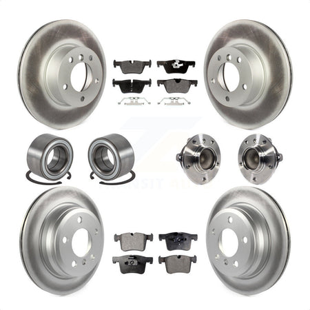 Front Rear Hub Bearing Assembly Coated Disc Brake Rotors And Semi-Metallic Pads Shoes Kit (10Pc) For BMW 428i Gran Coupe Without Blue Painted Calipers M Sport Package KBB-113796 by Transit Auto