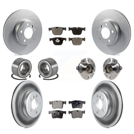 Front Rear Wheel Hub Bearing Assembly Coated Disc Brake Rotor And Semi-Metallic Pad Shoe Kit (10Pc) For BMW 428i Gran Coupe Without Blue Painted Calipers With M Sport Package KBB-113798 by Transit Auto