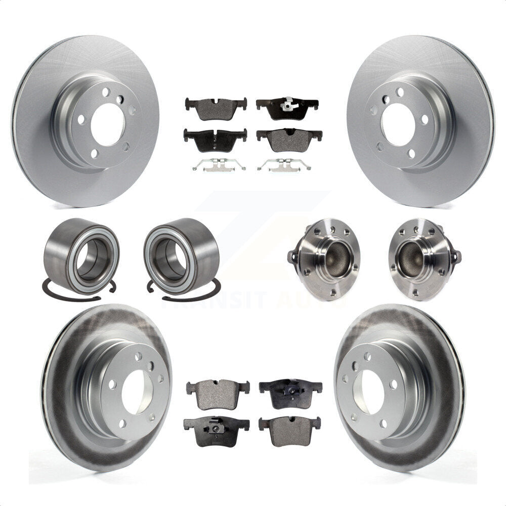 Front Rear Wheel Hub Bearings Assembly Coated Disc Brake Rotors And Semi-Metallic Pads Shoes Kit (10Pc) For BMW 328i 228i KBB-113800 by Transit Auto