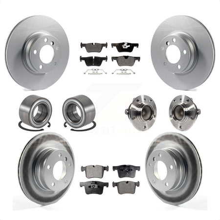 Front Rear Wheel Hub Bearings Assembly Coated Disc Brake Rotors And Semi-Metallic Pads Shoes Kit (10Pc) For BMW 328i 228i KBB-113800 by Transit Auto