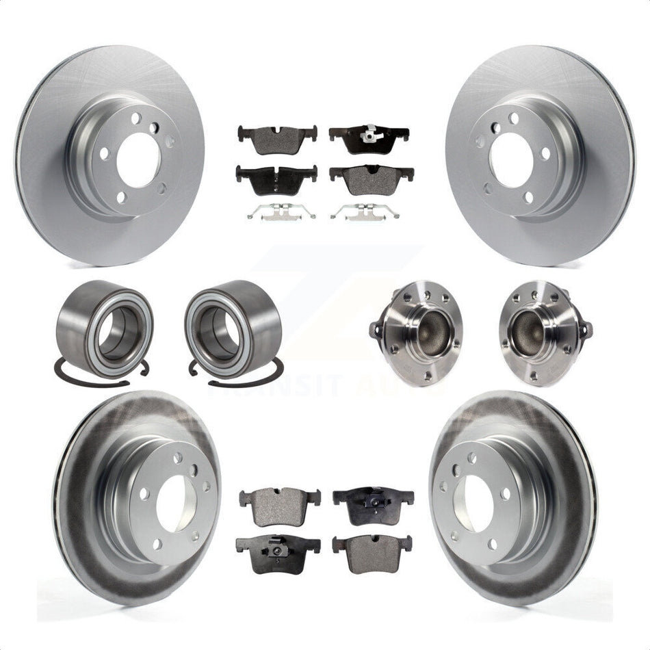 Front Rear Wheel Hub Bearings Assembly Coated Disc Brake Rotors And Semi-Metallic Pads Shoes Kit (10Pc) For BMW 328i 228i KBB-113800 by Transit Auto