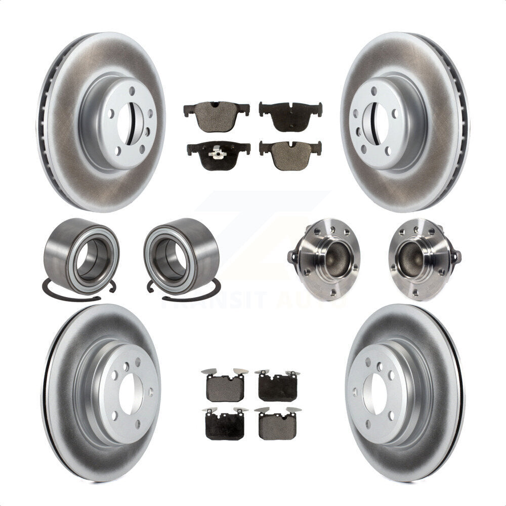 Front Rear Wheel Hub Bearings Assembly Coated Disc Brake Rotors And Semi-Metallic Pads Shoes Kit (10Pc) For BMW 340i 435i Gran Coupe ActiveHybrid 3 KBB-113802 by Transit Auto