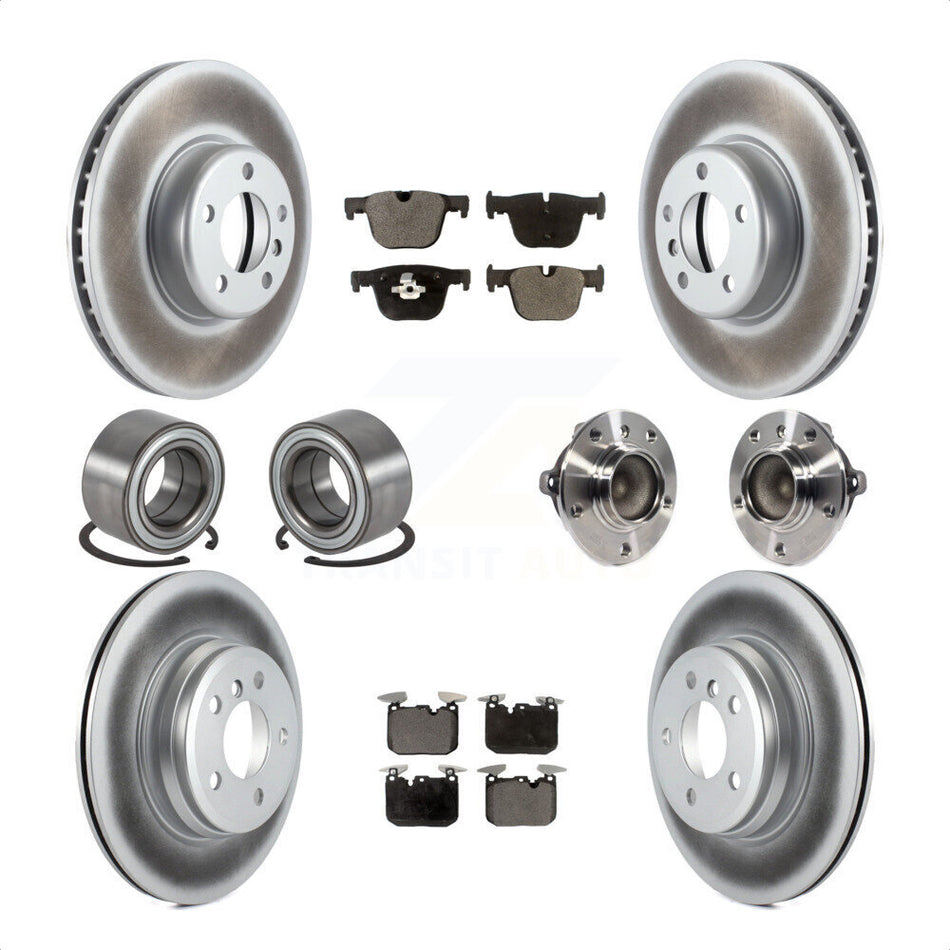 Front Rear Wheel Hub Bearings Assembly Coated Disc Brake Rotors And Semi-Metallic Pads Shoes Kit (10Pc) For BMW 340i 435i Gran Coupe ActiveHybrid 3 KBB-113802 by Transit Auto