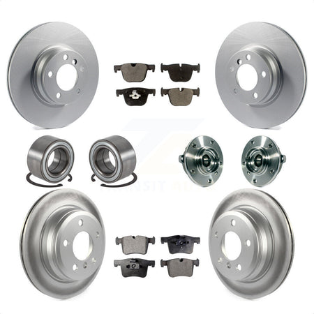 Front Rear Hub Bearings Assembly Coated Disc Brake Rotors And Semi-Metallic Pads Shoes Kit (10Pc) For 2016 BMW 428i xDrive Without Blue Painted Calipers With M Sport Package KBB-113809 by Transit Auto