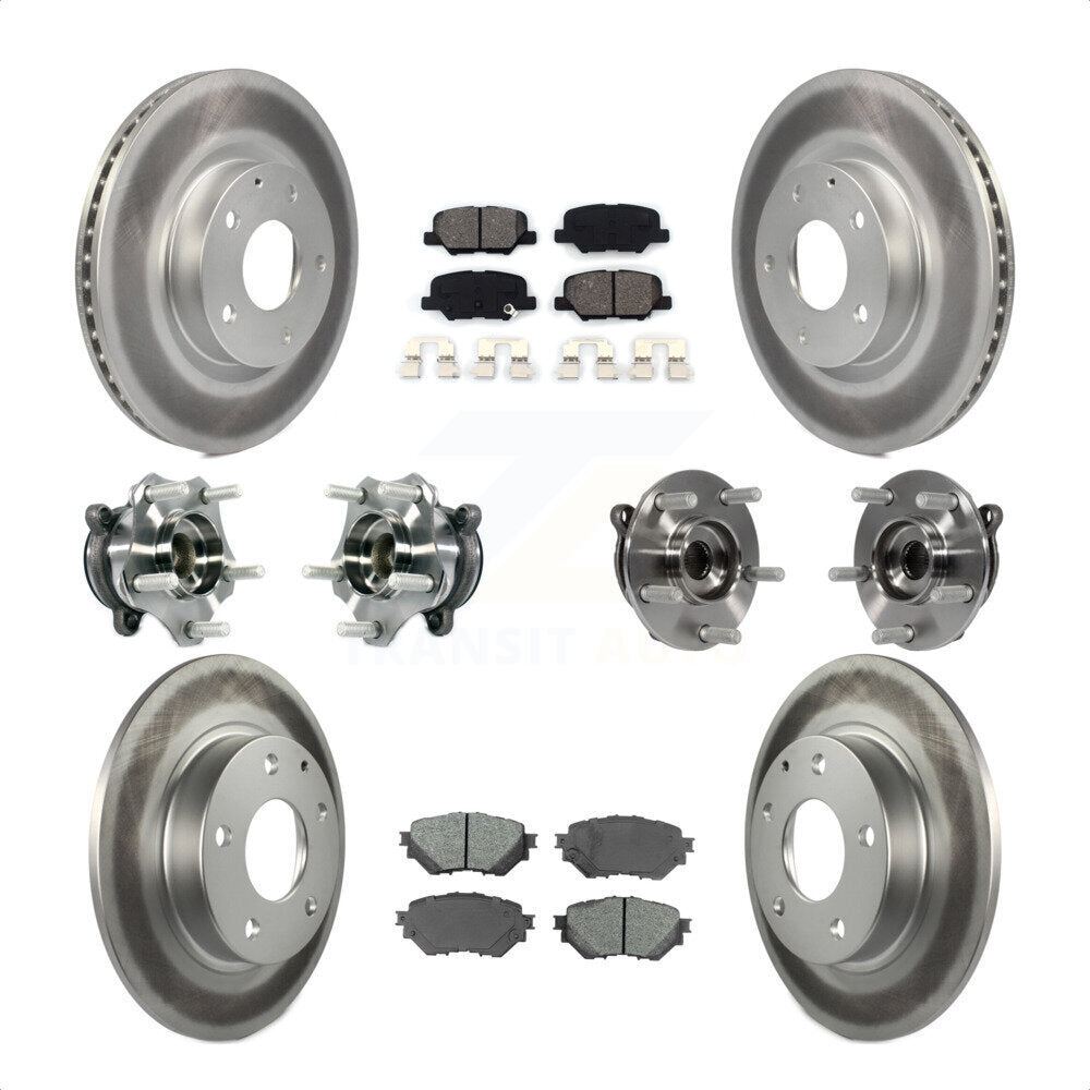 Front Rear Hub Bearings Assembly Coated Disc Brake Rotors And Semi-Metallic Pads Kit (10Pc) For Mazda 3 Sport 2.5L KBB-113854 by Transit Auto