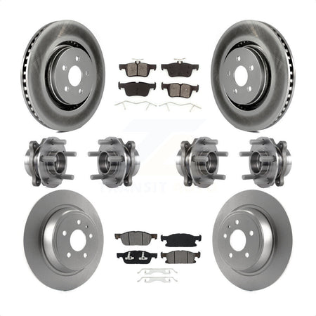 Front Rear Hub Bearings Assembly Coated Disc Brake Rotors And Semi-Metallic Pads Kit (10Pc) For 2017 Lincoln MKX AWD With 14mm Wheel Lugs KBB-113864 by Transit Auto