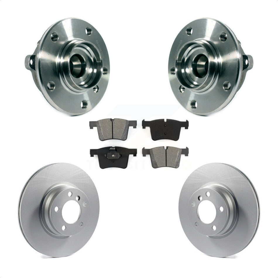 Front Hub Bearing Assembly Coated Disc Brake Rotors And Semi-Metallic Pads Kit For BMW 328i xDrive 428i Gran Coupe 228i Without Blue Painted Calipers With M Sport Package KBB-113874 by Transit Auto