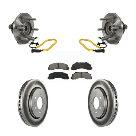 Front Hub Bearing Assembly With Coated Disc Brake Rotors And Semi-Metallic Pads Kit For 2018-2020 Ford F-150 Limited Platinum SSV XL XLT King Ranch Lariat with 4WD KBB-113898 by Transit Auto