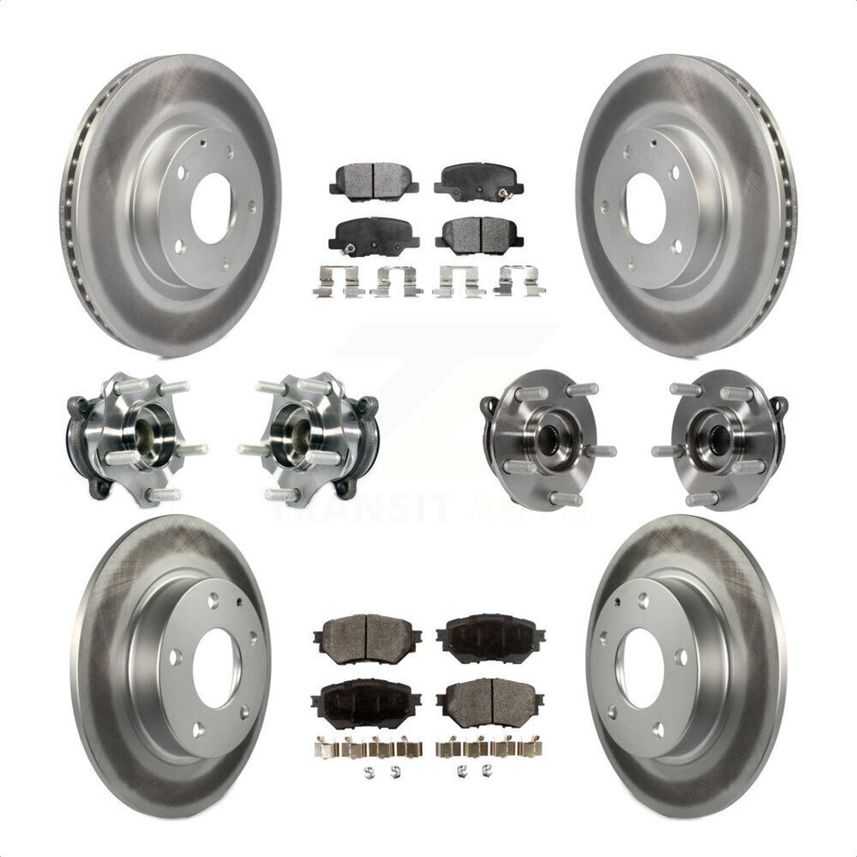 Front Rear Hub Bearings Assembly Coated Disc Brake Rotors And Ceramic Pads Kit (10Pc) For Mazda 3 Sport 2.5L KBB-113939 by Transit Auto