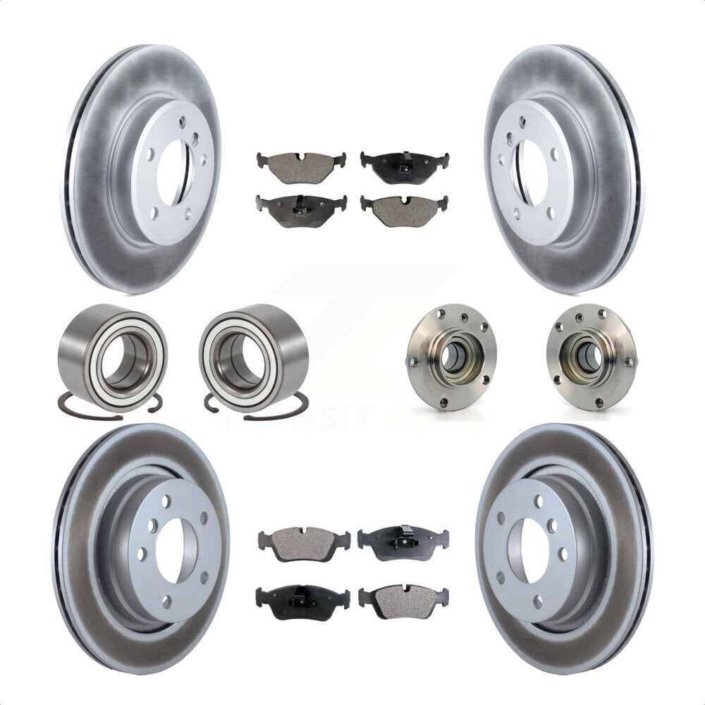 Front Rear Wheel Hub Bearings Assembly Coated Disc Brake Rotors And Ceramic Pads Shoes Kit (10Pc) For 2001-2005 BMW 325i KBB-114010 by Transit Auto